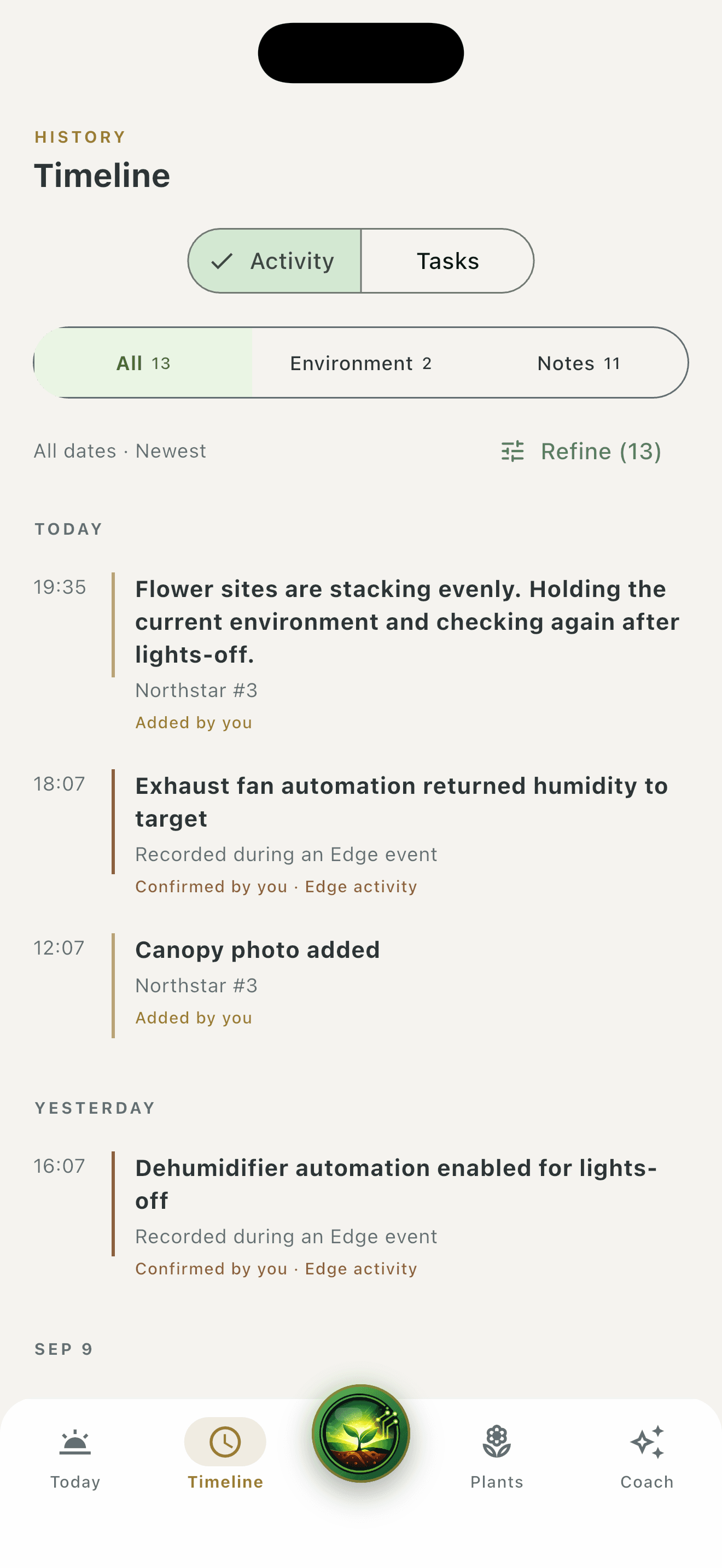 Journal timeline — Free, Light appearance