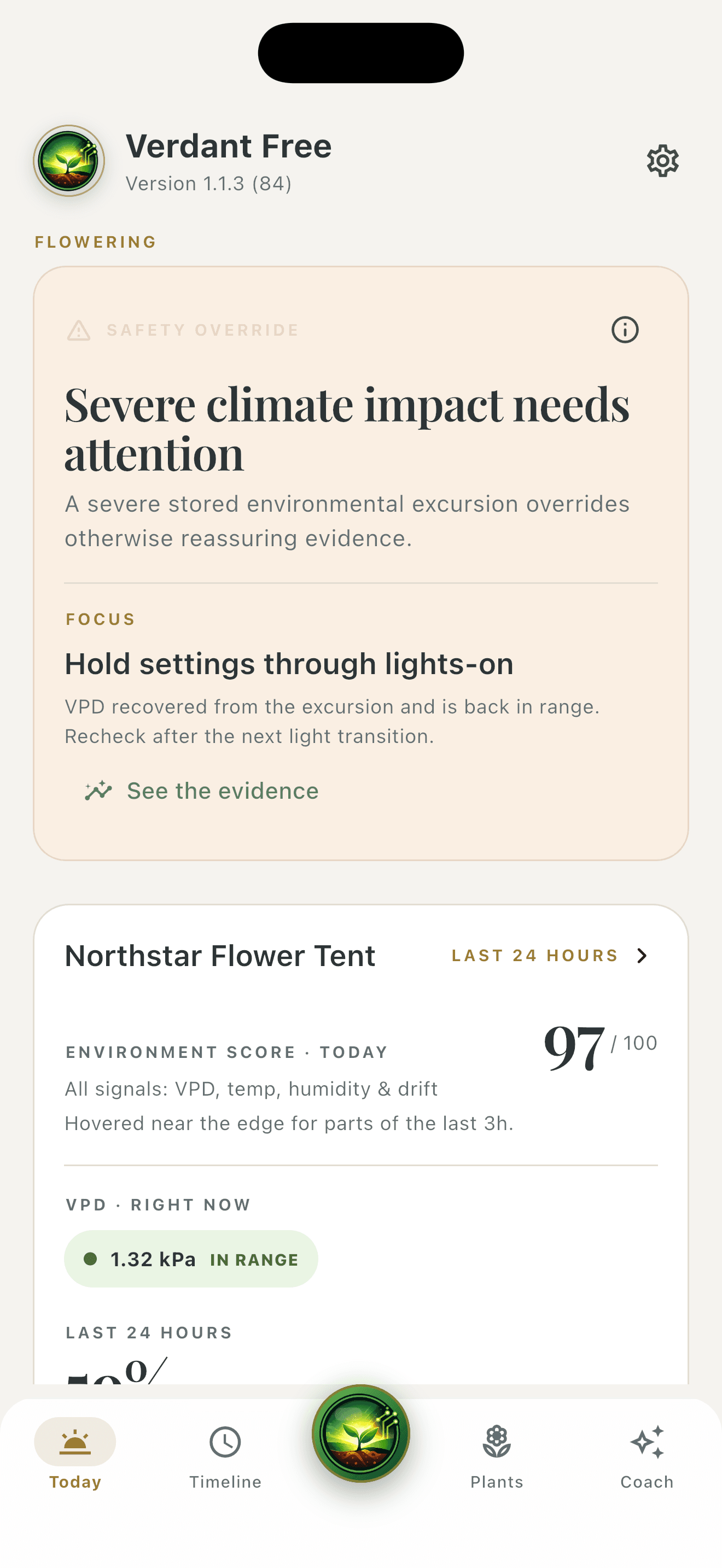Your grow today — Free, Light appearance